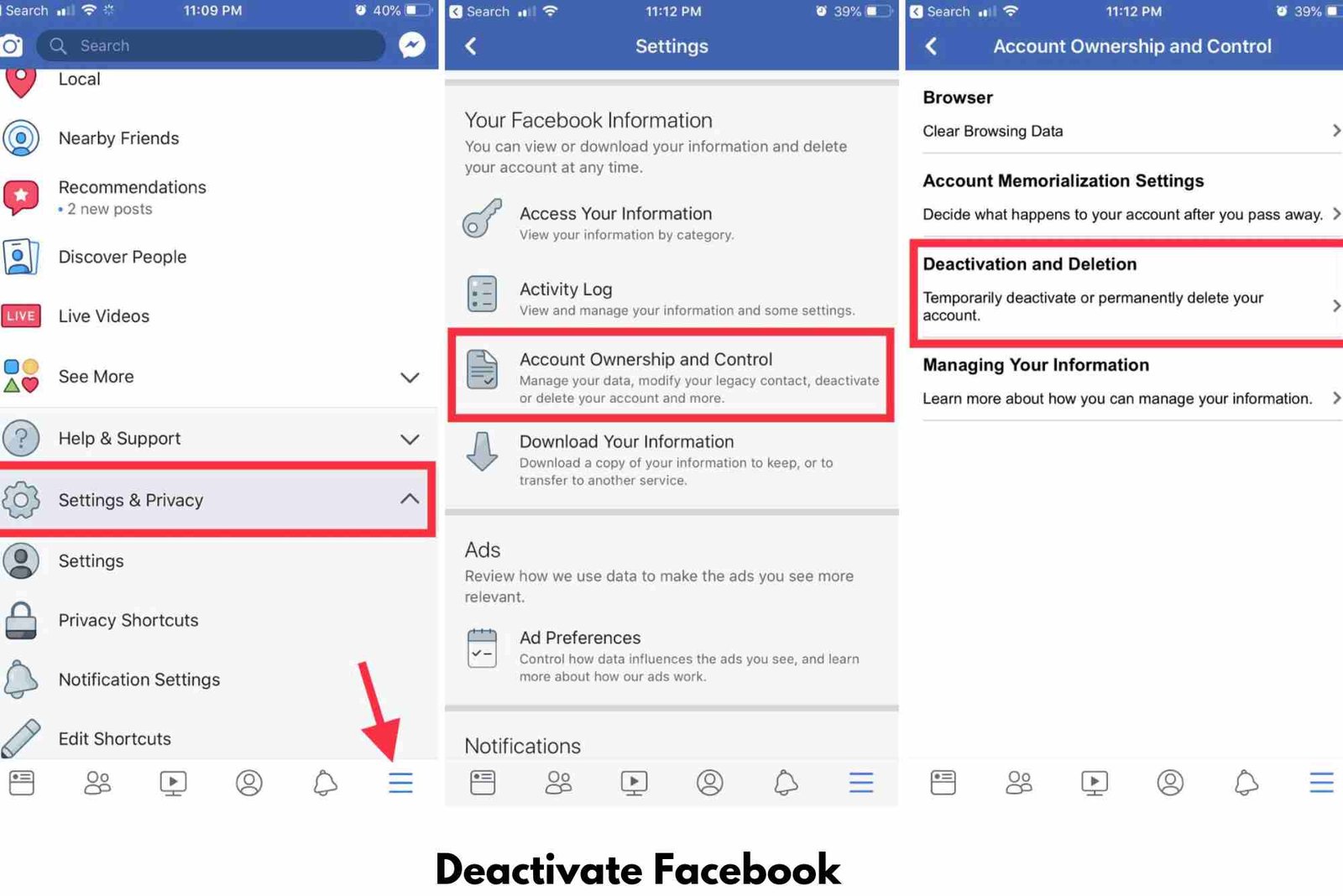 How to Deactivate Facebook Account 2015